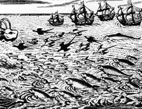 Корабли флотилии Магеллана. С гравюры 1624 года