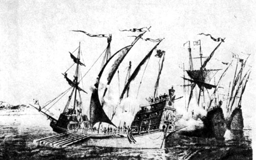 Только в ноябре 1521 года 'Тринидад' и 'Виктория' достигли Островов Пряностей
