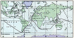 Карта первого в истории кругосветного плавания Магеллана - Эль-Кано