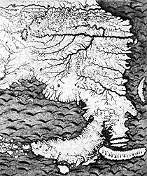 Карта Восточной Сибири от Лены до Камчатки и до Амура. Автором карты считают казака И. П. Козыревского, который в 1726 году передал ее Витусу Берингу