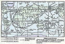 Карта плаваний Джеймса Кука